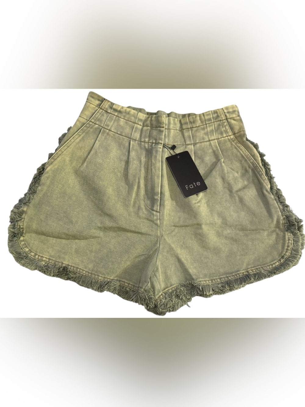 Fate Fringe Olive Green Wash Shorts NWT